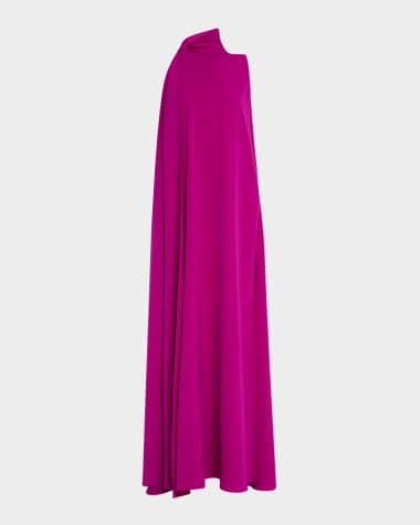 Black Halo Henna Draped Turtleneck Trapeze Gown