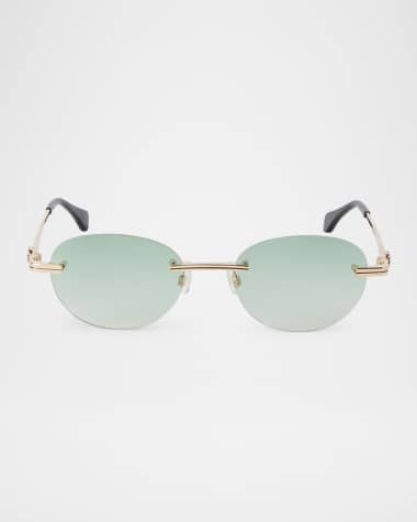 Palm Angels Crystal Oval Metal Sunglasses