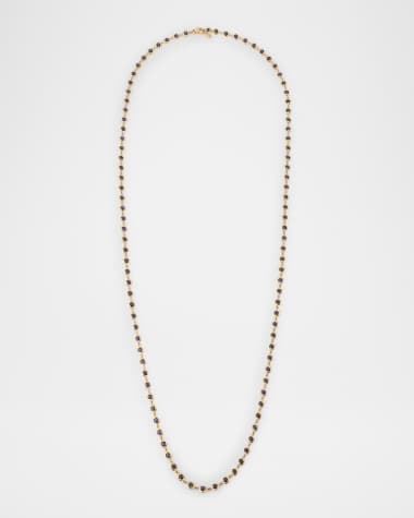 Miseno 18K Yellow Gold Long Necklace with White Diamonds and Blue Sapphires, 42"L
