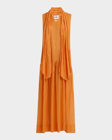 Plan C Scarf-Neck Sleeveless Maxi Dress