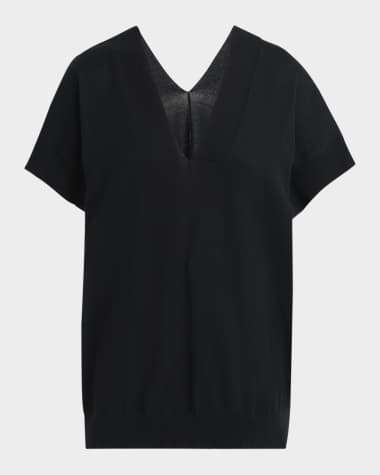 Plan C V-Neck Low-Back Knit Sweater