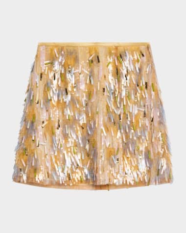 Sergio Hudson Hand Embroidered Sequin Mini Skirt