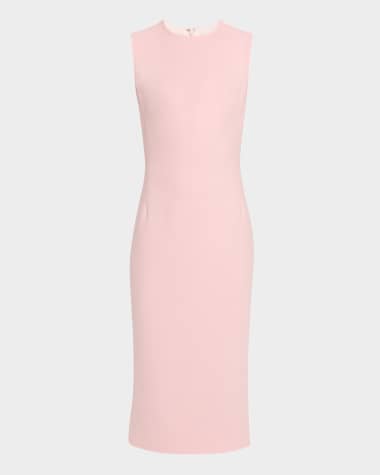 Sergio Hudson Sleeveless Pleated-Back Fitted Midi Dress