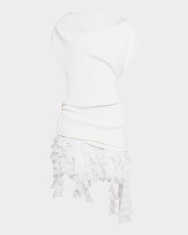 Brandon Maxwell Kayla Draped Petal-Frill Mini Dress