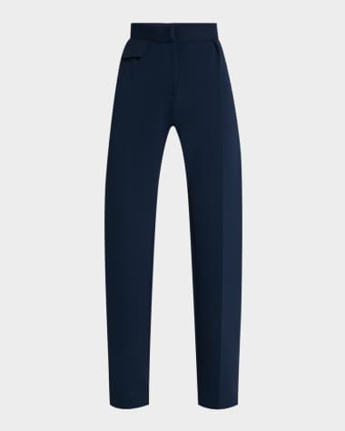 Brandon Maxwell Cecily Tailored Knit Straight-Leg Trousers