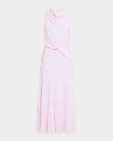 Brandon Maxwell Valerie Draped Halter Midi Dress