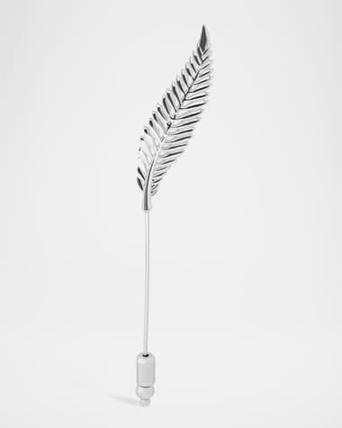 Tateossian Men's Palladium-Plated Fern Leaf Lapel Pin