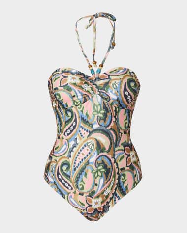 Shoshanna Paisley Cinched One-Piece Swimsuit