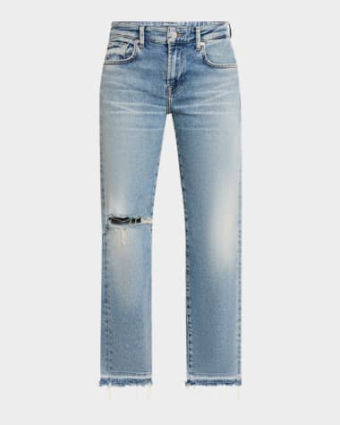 7 for all mankind Calie Distressed Straight Ankle Jeans