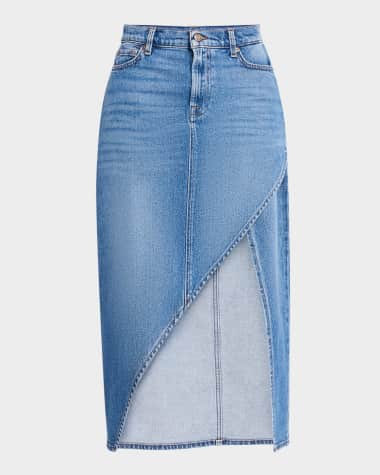 7 for all mankind Libby Asymmetric Denim Midi Dress