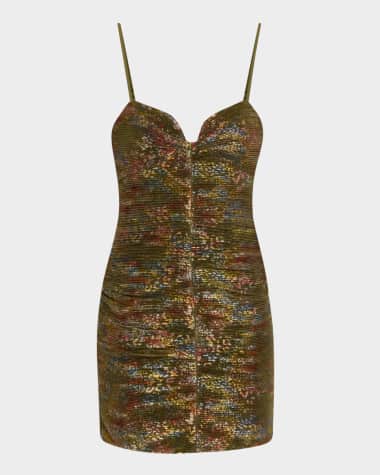 Liv Foster Zahara Pleated Metallic Mini Dress