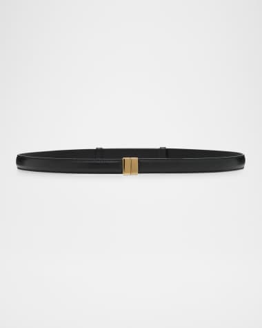 Toteme Slide Buckle Leather Skinny Belt