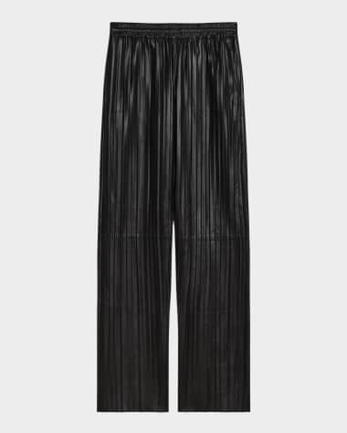 Helmut Lang Pull-On Pleated Leather Car Trousers