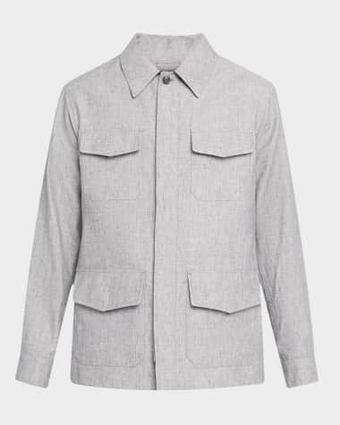 dunhill Men's Linen Four-Pocket Field Jacket