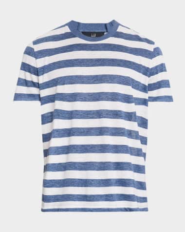 dunhill Men's Linen and Cotton Stripe T-Shirt