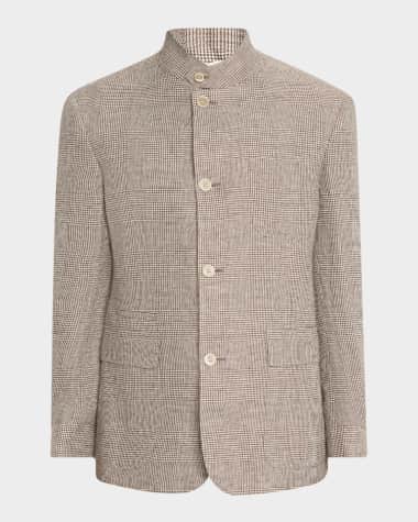 dunhill Men's Linen Prince of Wales Cavendish Sport Coat