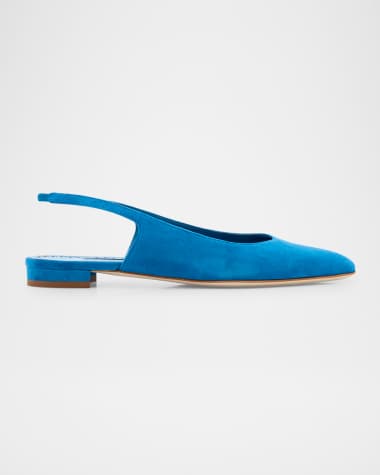 Manolo Blahnik Suede Slingback Ballerina Flats