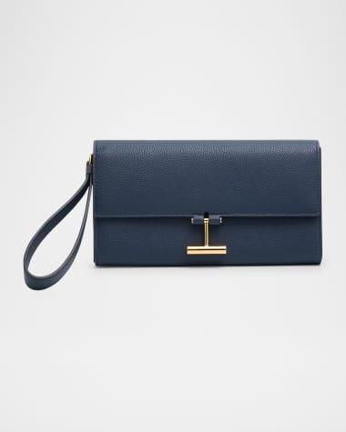 TOM FORD Tara Flap Pouch Wristlet in Grain Leather