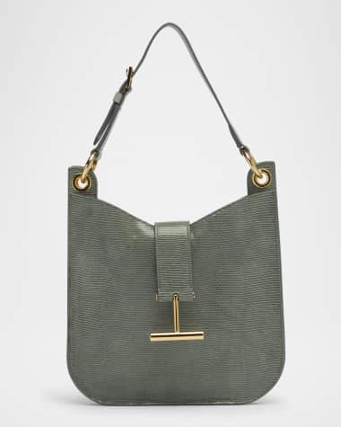 TOM FORD Tara Small Crossbody Bag in Lizard-Embossed Suede and Leather