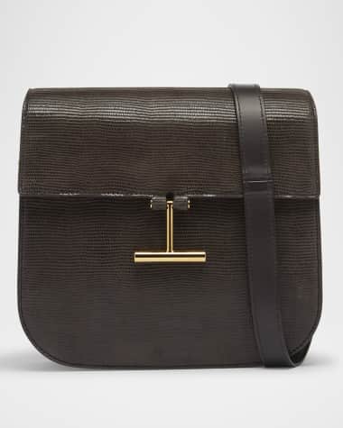 TOM FORD Tara Medium Crossbody Bag in Lizard-Embossed Suede and Leather