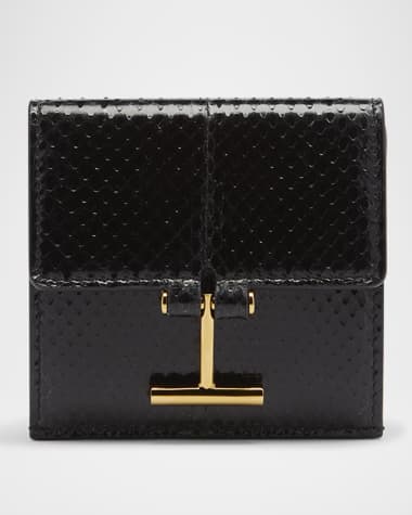 TOM FORD Flap Card Holder in Snake-Embossed Leather