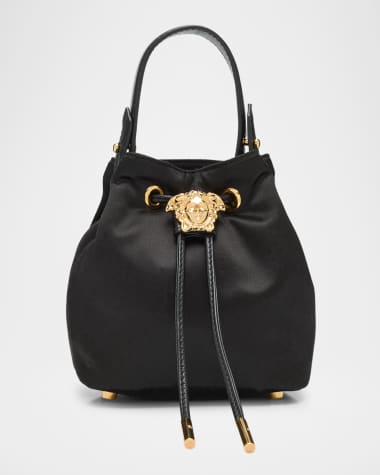 Versace La Medusa Drawstring Satin Bucket Bag