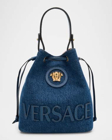 Versace La Medusa Denim Bucket Bag