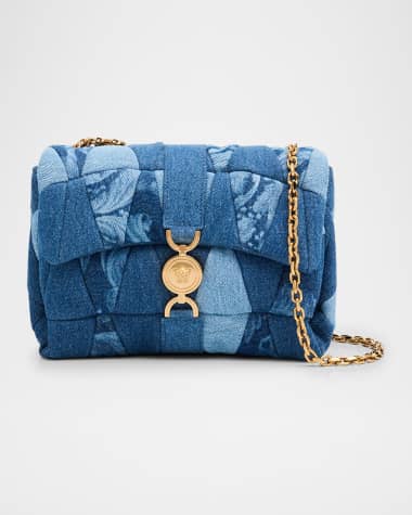 Versace La Medusa Kleio Quilted Denim Shoulder Bag