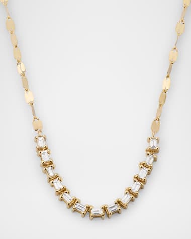 LANA Baguette Diamond Tennis Section Chain Necklace
