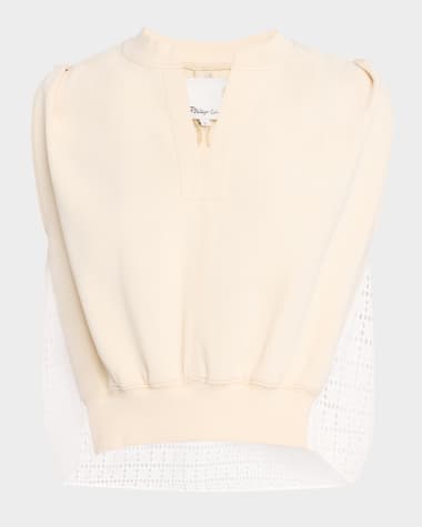 3.1 Phillip Lim French Terry Broderie Anglaise Combo Top