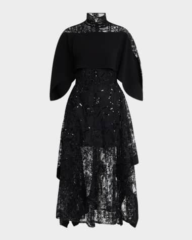3.1 Phillip Lim Sequined Lace Mock-Neck Flounce Dress