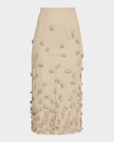 Michael Kors Collection Floral Hand-Embellished Midi Pencil Skirt