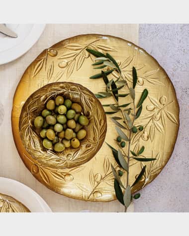 Vietri Moon Glass Olive Round Platter
