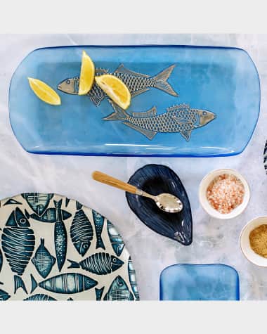 Vietri Isola Glass Medium Fish Rectangular Tray