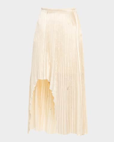 Jason Wu Collection Pleated Crinkle Satin High-Low Skirt