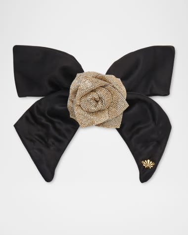 Lele Sadoughi Crystal Pave Rose Bow Barrette
