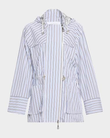 Rabanne Striped Cotton Hooded Zip Jacket