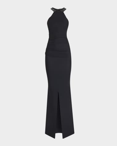 Chiara Boni La Petite Robe Jewel-Embellished Halter Mermaid Gown