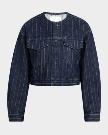 MOUSSY VINTAGE Sutton Cropped Pinstripe Denim Jacket