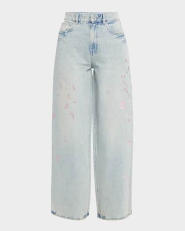 PURPLE Wide-Leg Baggy Paint Jeans