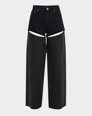 PURPLE Wide-Leg Cut-Out Coated Jeans