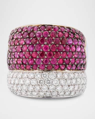 Krisonia 18K White Gold Diamond and Ruby Ring