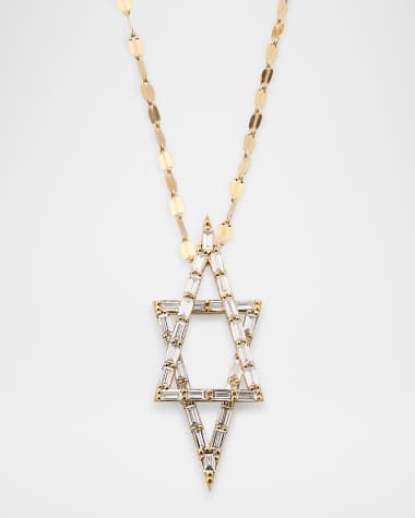 LANA Baguette Diamond Star of David Pendant Necklace