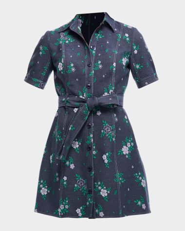 Shoshanna Archie Floral-Print Denim Mini Dress