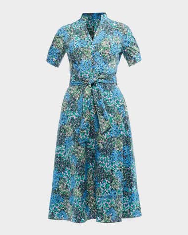 Shoshanna Analisa Belted Floral-Print Midi Dress