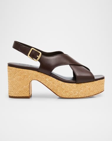 Vince Clementina Leather Crisscross Platform Sandals
