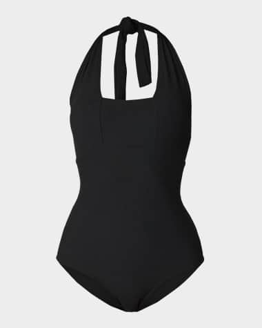 Shoshanna Retro Halter One-Piece Swimsuit