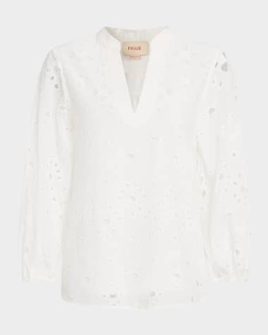 Figue Rylie Eyelet Embroidered Long-Sleeve Top