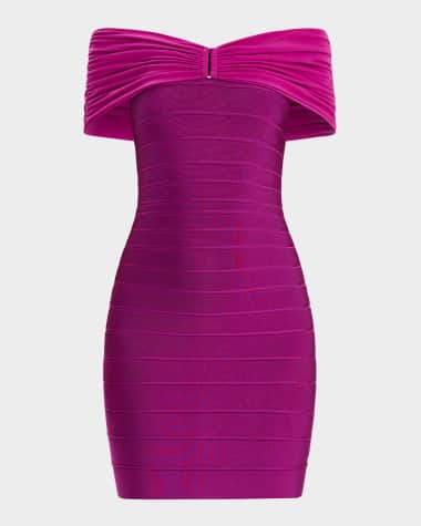 Herve Leger Celine Off-The-Shoulder Bandage Mini Dress