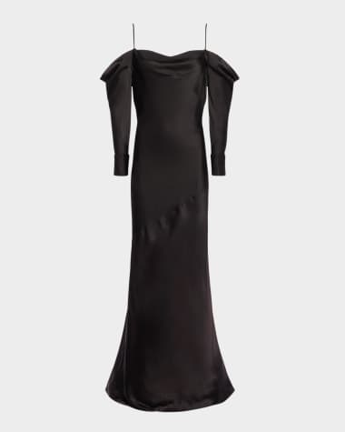 L'Agence Melly French-Cuff Silk Maxi Dress